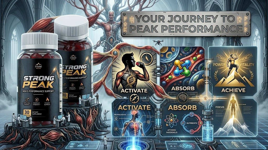 Illustrated diagram titled Your journey to peak performance, supplied with the Strong Peak product materials