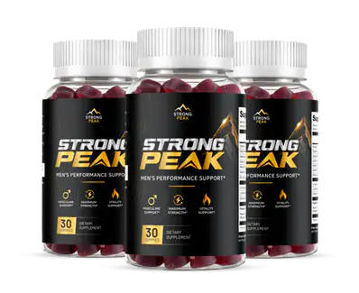 Three bottles of Strong Peak mens daily gummies